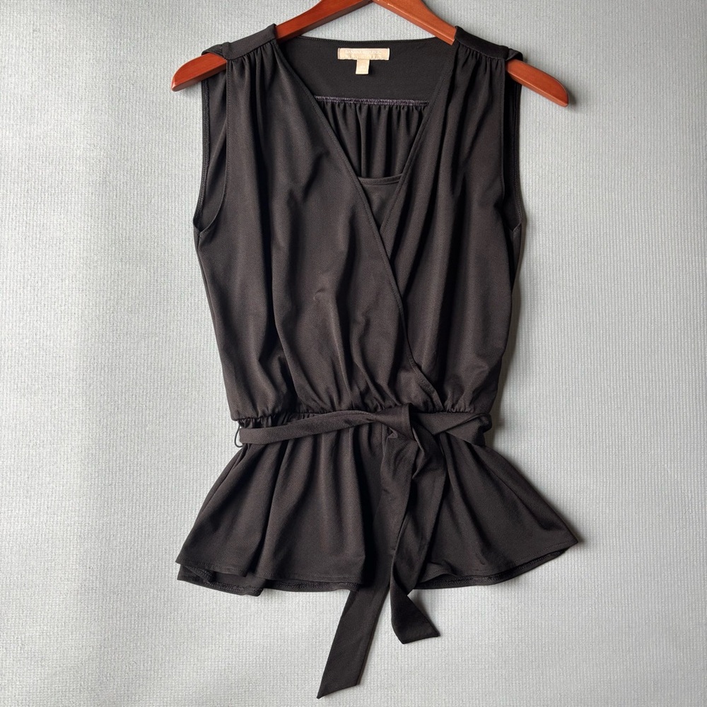 BANANA REPUBLIC | Black Belted Office Siren Elegant Chic Blouse Cami | Size XS